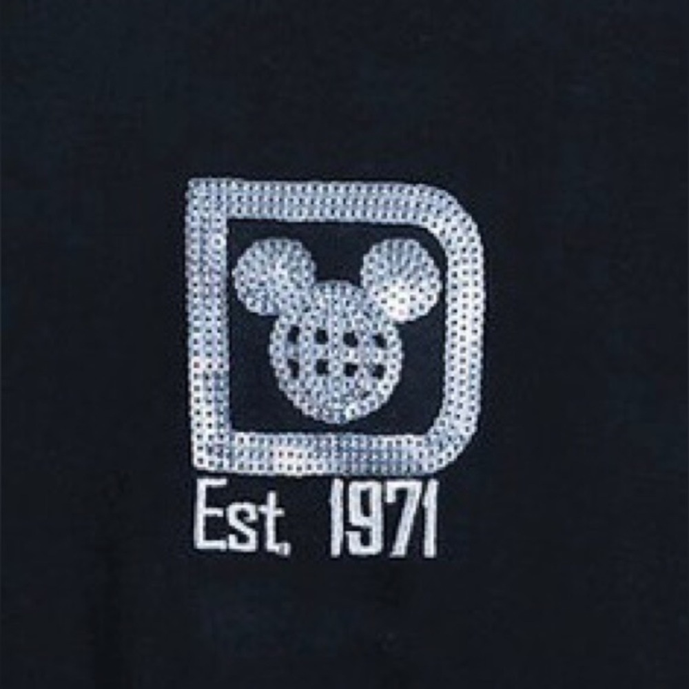 Disney Parks Walt Disney World Black Sequined Spirit Jersey, Adult Large, EUC. - Picture 3 of 3